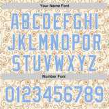 Custom Cream Light Blue-White Baroque Floral Scroll Authentic Baseball Jersey