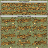 Custom Green Old Gold-Brown Baroque Floral Scroll Authentic Baseball Jersey