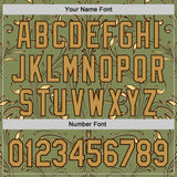 Custom Green Old Gold-Brown Baroque Floral Scroll Authentic Baseball Jersey
