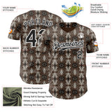 Custom Brown Black-White Geometric Ethnic Authentic Baseball Jersey