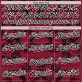 Custom Crimson Black-White Baroque Floral Scroll Authentic Baseball Jersey