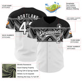 Custom White-Black Tribal Ethnic Authentic Baseball Jersey