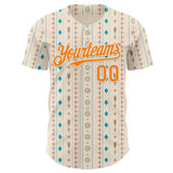 Custom Cream Bay Orange-White Geometric Ethnic Authentic Baseball Jersey