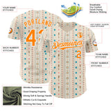 Custom Cream Bay Orange-White Geometric Ethnic Authentic Baseball Jersey