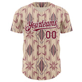 Custom City Cream Crimson-White Geometric Ethnic Authentic Baseball Jersey