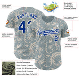 Custom Blue Royal-White Baroque Floral Scroll Authentic Baseball Jersey
