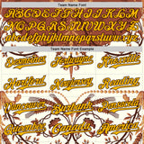 Custom Brown-Gold Baroque Floral Scroll Authentic Baseball Jersey