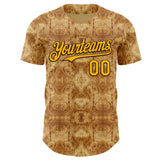 Custom Brown-Gold Abstract Authentic Baseball Jersey