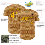 Custom Brown-Gold Abstract Authentic Baseball Jersey