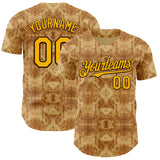 Custom Brown-Gold Abstract Authentic Baseball Jersey