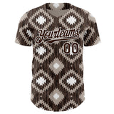 Custom Brown-White Geometric Ethnic Authentic Baseball Jersey