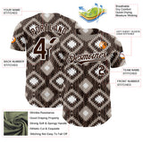 Custom Brown-White Geometric Ethnic Authentic Baseball Jersey