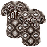 Custom Brown-White Geometric Ethnic Authentic Baseball Jersey