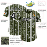 Custom Olive Black-White Baroque Floral Scroll Authentic Baseball Jersey