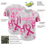 Custom White-Pink Breast Cancer Awareness Pink Ribbon Hope Authentic Baseball Jersey