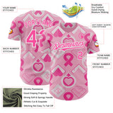 Custom Light Pink Pink-White Breast Cancer Awareness Pink Ribbon Authentic Baseball Jersey