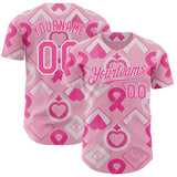Custom Light Pink Pink-White Breast Cancer Awareness Pink Ribbon Authentic Baseball Jersey