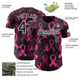Custom Black Pink-White Breast Cancer Awareness Pink Ribbon Authentic Baseball Jersey