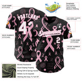 Custom Black White-Light Pink Breast Cancer Awareness Pink Ribbon Authentic Baseball Jersey
