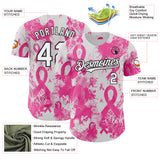 Custom White Pink-Black Breast Cancer Awareness Fight Pink Ribbon Authentic Baseball Jersey