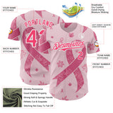 Custom Pink Neon Pink-White Breast Cancer Awareness Pink Ribbon Floral Authentic Baseball Jersey