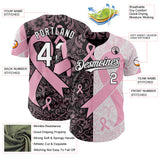 Custom Black White-Pink Breast Cancer Awareness Pink Ribbon Floral Authentic Baseball Jersey