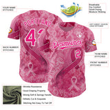 Custom Pink Hot Pink-White Breast Cancer Awareness Pink Ribbon Floral Authentic Baseball Jersey