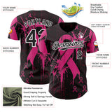 Custom Black Red-White Breast Cancer Awareness Fight Pink Ribbon Authentic Baseball Jersey