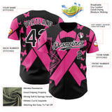 Custom Black Pink-White Breast Cancer Awareness Pink Ribbon Butterfly Authentic Baseball Jersey