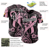 Custom Black Light Pink-White Breast Cancer Awareness Pink Ribbon Floral Authentic Baseball Jersey