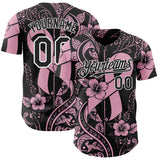 Custom Black Light Pink-White Breast Cancer Awareness Pink Ribbon Floral Authentic Baseball Jersey
