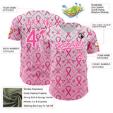 Custom White-Pink Breast Cancer Awareness Support Pink Ribbon Authentic Baseball Jersey