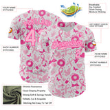 Custom White Light Pink-Pink Breast Cancer Awareness Support Pink Ribbon Authentic Baseball Jersey