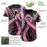 Custom Black Pink-White Breast Cancer Awareness Fight Pink Ribbon Authentic Baseball Jersey