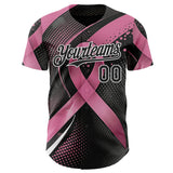 Custom Black Pink-White Breast Cancer Awareness Pink Ribbon Gradient Dot Authentic Baseball Jersey