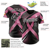 Custom Black Pink-White Breast Cancer Awareness Pink Ribbon Gradient Dot Authentic Baseball Jersey