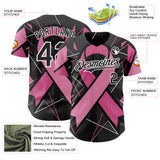 Custom Black Pink-White Breast Cancer Awareness Fight Pink Ribbon Authentic Baseball Jersey