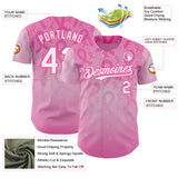 Custom Pink-White Breast Cancer Awareness Pink Ribbon Support Authentic Baseball Jersey