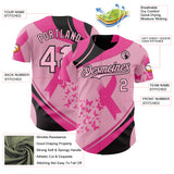 Custom Light Pink-Black Breast Cancer Awareness Pink Ribbon Butterfly Authentic Baseball Jersey