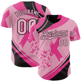 Custom Light Pink-Black Breast Cancer Awareness Pink Ribbon Butterfly Authentic Baseball Jersey