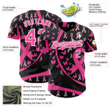 Custom Black Pink-White Breast Cancer Awareness Pink Ribbon Butterfly Authentic Baseball Jersey