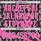 Custom Black Pink-White Breast Cancer Awareness Pink Ribbon Butterfly Authentic Baseball Jersey