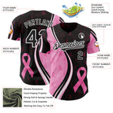 Custom Black Pink-White Breast Cancer Awareness Pink Ribbon Authentic Baseball Jersey