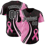 Custom Black Pink-White Breast Cancer Awareness Pink Ribbon Authentic Baseball Jersey