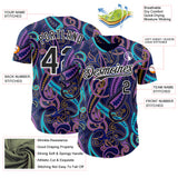 Custom Navy Black Purple Blue-White Burning Man Paisley Bandana Rave Authentic Baseball Jersey