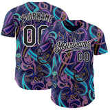 Custom Navy Black Purple Blue-White Burning Man Paisley Bandana Rave Authentic Baseball Jersey