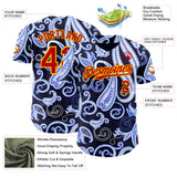 Custom Navy Red Blue-Gold Burning Man Paisley Bandana Rave Authentic Baseball Jersey