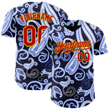 Custom Navy Red Blue-Gold Burning Man Paisley Bandana Rave Authentic Baseball Jersey