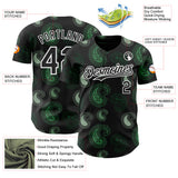 Custom Black Green-White Burning Man Paisley Bandana Rave Authentic Baseball Jersey