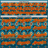 Custom Blue Red-Gold Burning Man Aztec Tribal Geometric Authentic Baseball Jersey
